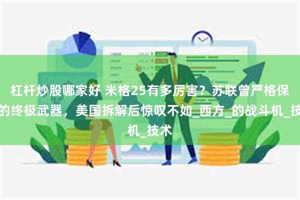 杠杆炒股哪家好 米格25有多厉害？苏联曾严格保密的终极武器，美国拆解后惊叹不如_西方_的战斗机_技术